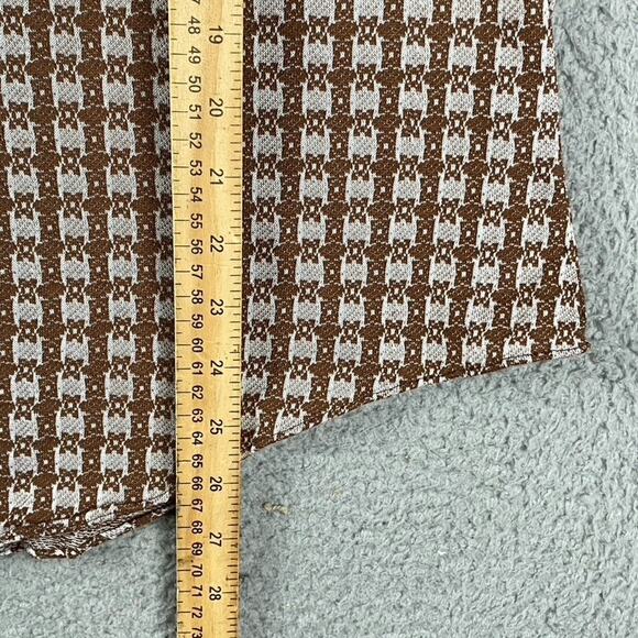 VTG Braidburn 1970s Short Sleeve Shirt Disco Retro Brown White Geometric - Picture 7 of 9